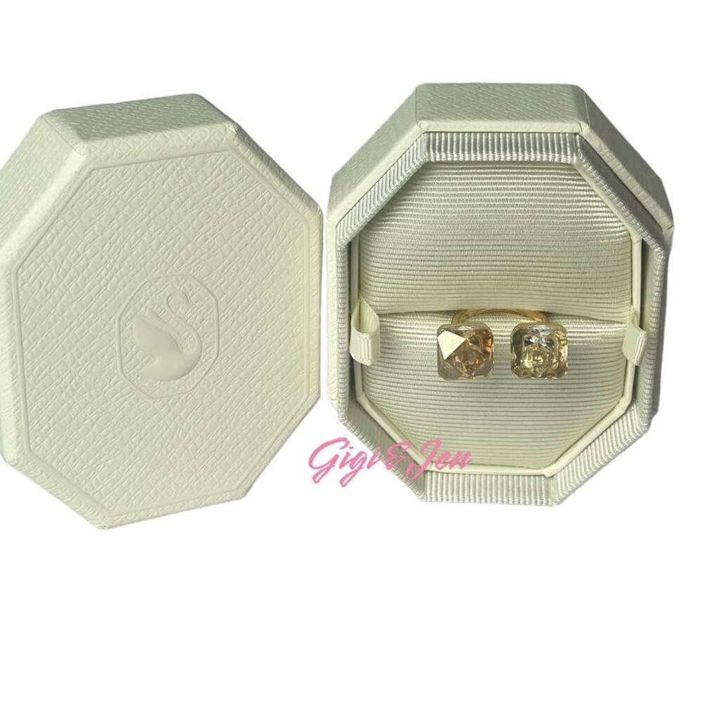 Swarovski Ortyx open ring Pyramid cut, Yellow, Gold-tone plated Size 60/9 new